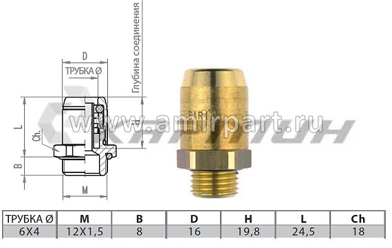Фитинг прямой 6-М12 Sirit 800