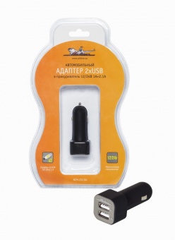Адаптер 12/24v c 2-USB 1A+2.4A Черно/красный SKYWAY