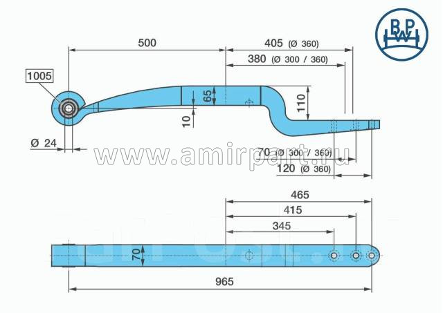 Полурессора однолистовая 1/65x70 S24\ BPW