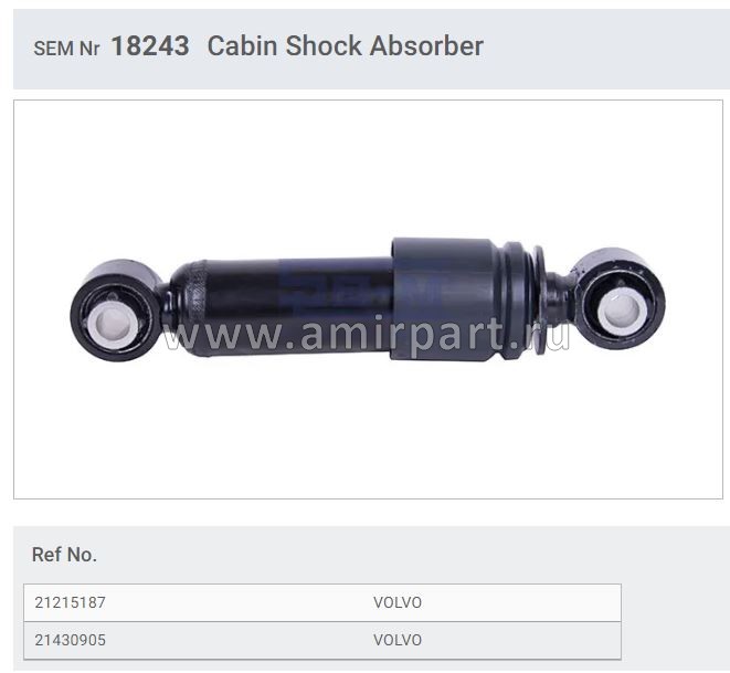 Амортизатор кабины задний горизонтальный Se-M Lastik 18243