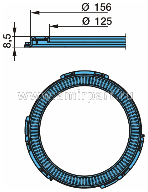 Кольцо ступицы зубчатое ABS 166х191х17,5 BPW (03.310.08.51.0) / Auger 55853