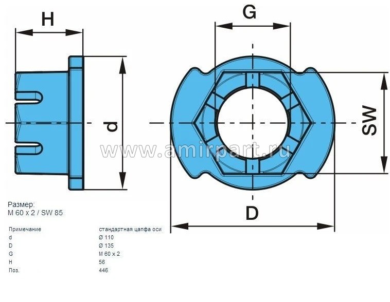 Гайка ступицы М60X2 SW85 BPW