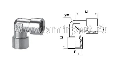 Фитинг угловой 8-K10x1 конус CAMOZZI
