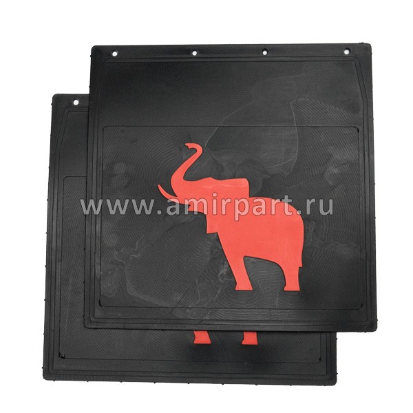 Брызговик 400*400 LUX черный Слон большой красная надпись