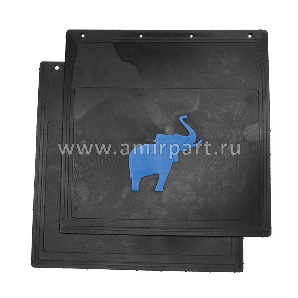 Брызговик 400*400 LUX черный Слон малый синяя надпись