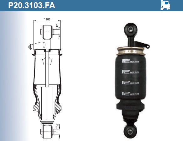 Пневмоамортизатор кабины MAN / P20.3103.FA