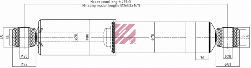 Амортизатор 312-457 20x45/20x45 0/0 FRUEHAUF / M6000033