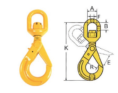 Крюк самозакрывающийся с вертлюгом на шарикоподшипнике Haklift VAKL78KL г/п 2,0 (8 кл.)