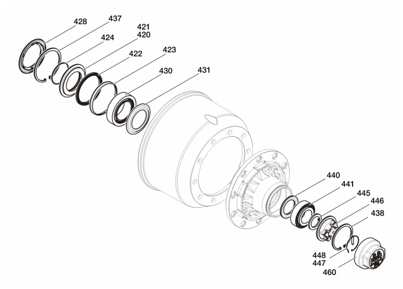 Ремкомплект, ступица колеса 09.801.06.89.0 H/K/N 10-12t (M136x2,5) / SAMPA 070.700 @8635