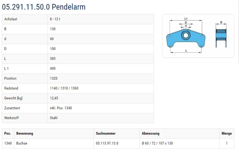 Балансир подвески прицепа BPW 8-12t 0529111500