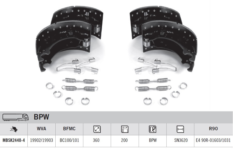 Колодка тормозная ROR 420x200 (03.9030.300.011) (с накладкой , комлект на ось)