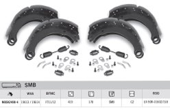 Колодки тормозные 420х180 SMB, FRUEHAUF 19613/19614 (комплект с накладками) / MERITOR (MBSK2490-4)