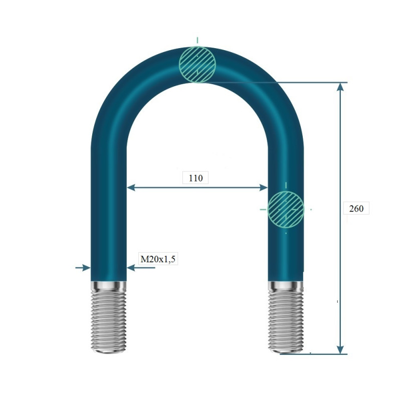 Стремянка U-образная М20х1,5х260 В=110 мм