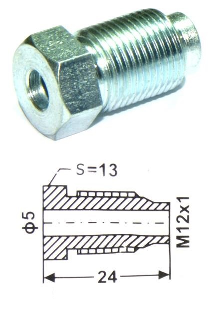 Штуцер тормозной трубки WPP-104 M12X1.0, L=20MM, S=12, D=5MM УНИВЕРСАЛЬНЫЙ