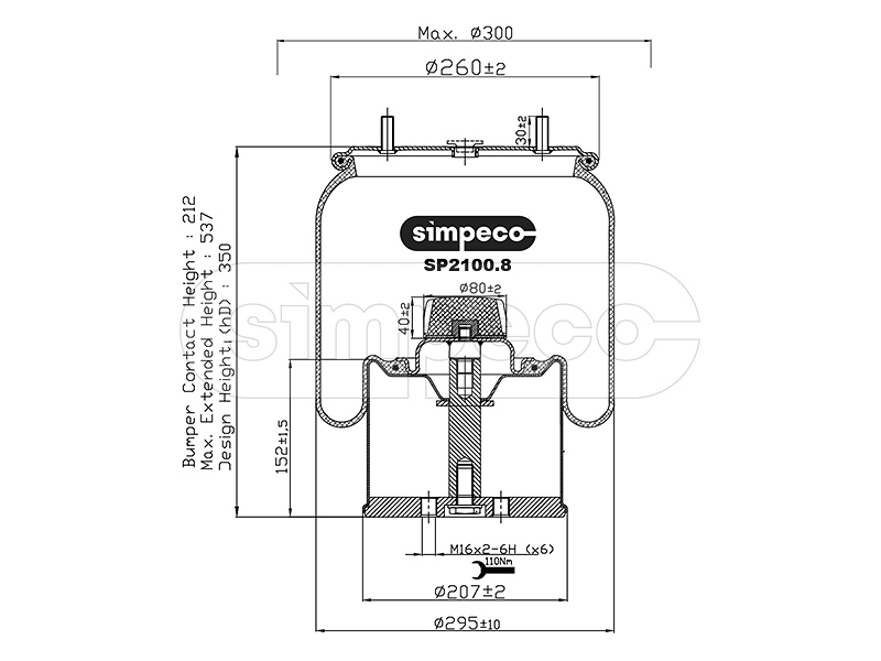 Пневморессора (стальной стакан) 0542941141/Simpeco@5799