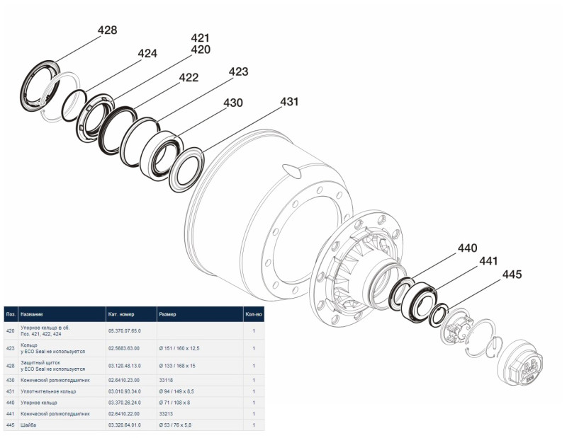 Р/к ступицы 09.801.06.89.0 H/K/N 10-12t (M136x2,5)