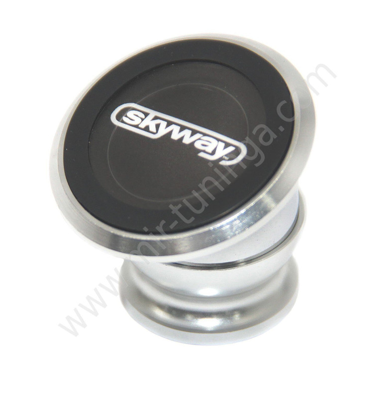 Держатель моб. телефона магнитный на панель металл круглый Хром SKYWAY