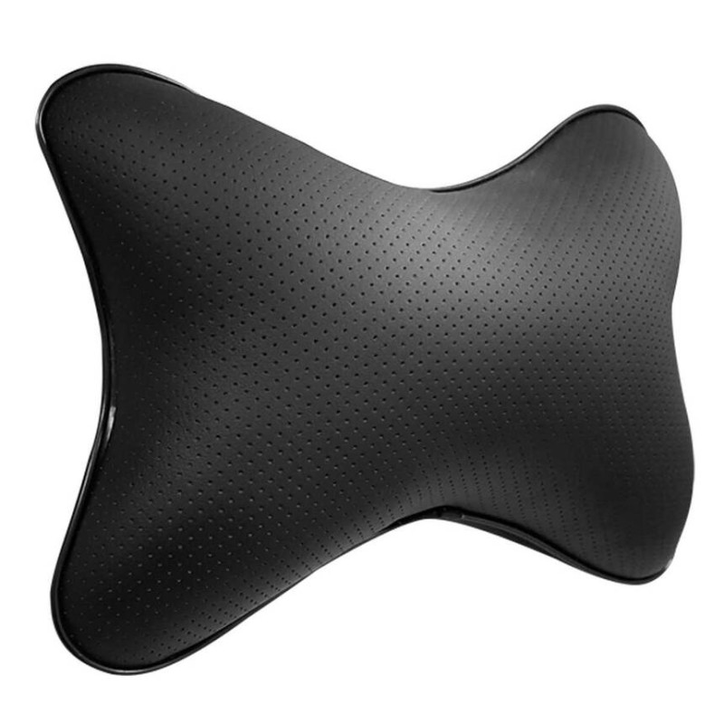 Подушка "Косточка" из экокожи, черная (30х21)