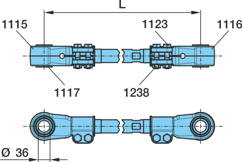 Тяга реактивная подвески регулируемая L-470 (455-485мм.) /Ø36 BPW (05.443.71.56.0) / BPW®