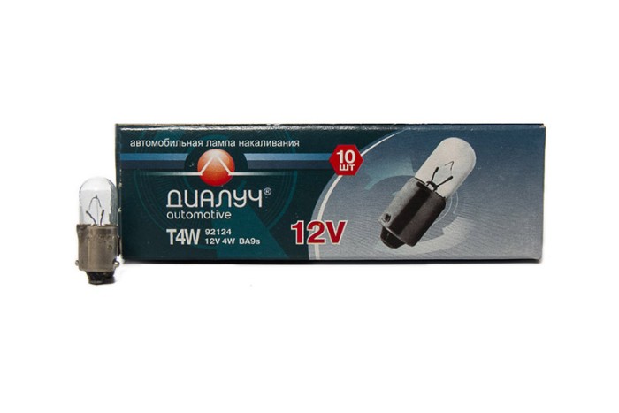 Автолампа T4W 12V 4W BA9s Диалуч ЛЧ030-Л 92124