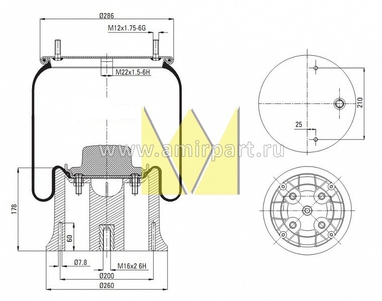 Пневморессора P10.2924.CP (пласт. стакан)
