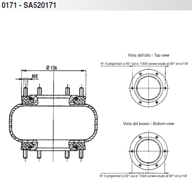 Пневморессора SA520171 (поворотная ось) ROR (21212549)