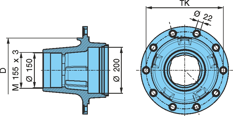 Ступица BPW HZF 16010 03.272.80.19.0 подш.32222/32314
