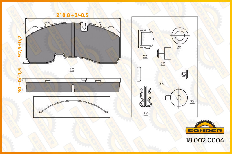 Колодки тормозные дисковые BPW 29165 / Sonder 18.002.0004 @10339