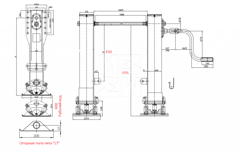 Устройство опорное 696 мм 28т / MARSHALL M2304094