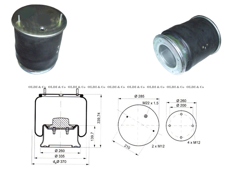 Пневморессора 44810M (стальной стакан, низкая) @7867