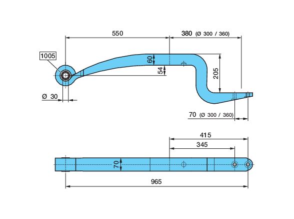 Полурессора BPW Ø 30, 205, 1 x 60/70, L1 550 / 380