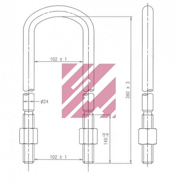 Стремянка М24х102х360/140 BPW универсальная / Orex OR800058 @6807