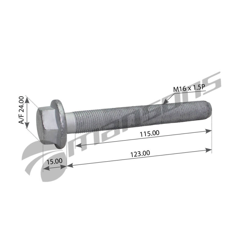Болт М16х122-10.9x1,5 амортизатора Schmitz 1086695 / Mansons 100.081 @11378