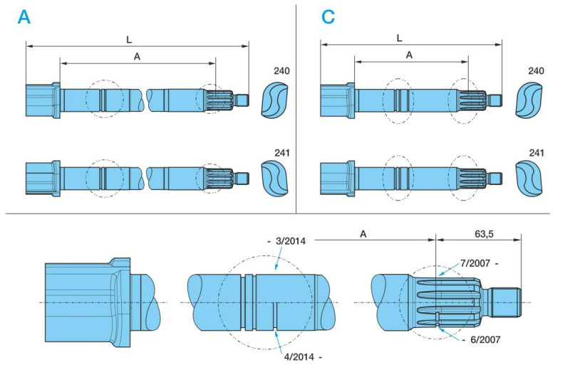 Вал разжимной A=598,5 L=723 (05.097.60.41.4)