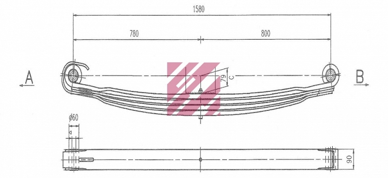 Рессора передняя A9493200502 MB/(M1126100)