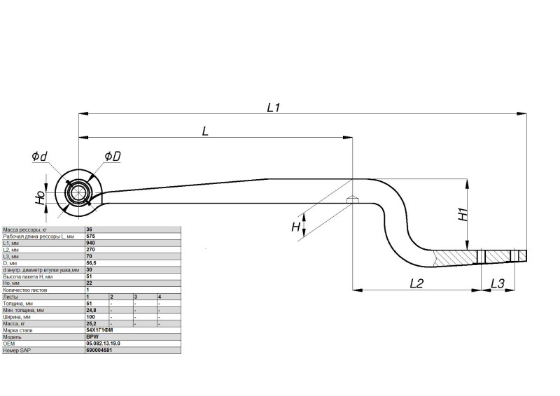 Рессора BPW (05.082.13.19.0) / DOSEMENLER 03010100 @7490