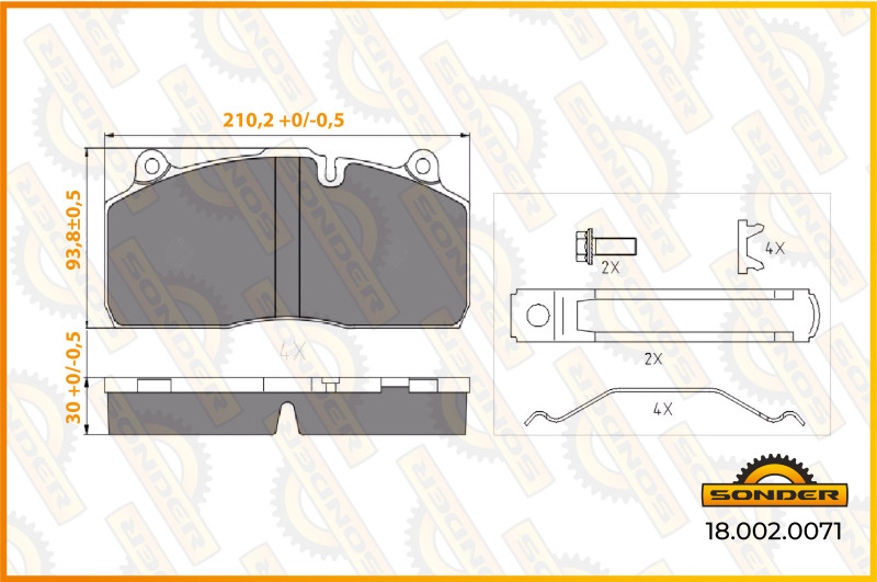 Колодки тормозные дисковые комплект SAF (03.057.0096.01) 29175 / Sonder 18.002.0071 @86335