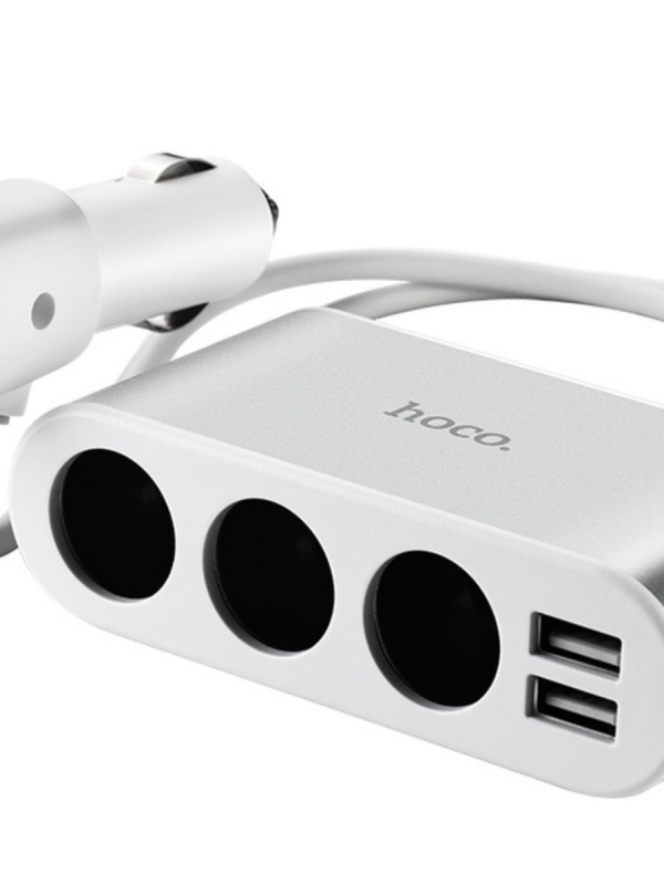 Разветвитель авто хаб HOCO Z13 2xUSB, 3 прикуривателя, LED дисплей, АЗУ, зарядка