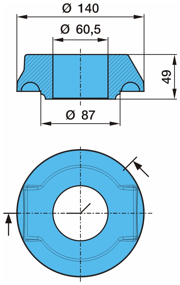 Втулка вварная кронштейна балансира Ø 60,5 / 87 / 140 х 49 03.113.07.16.0
