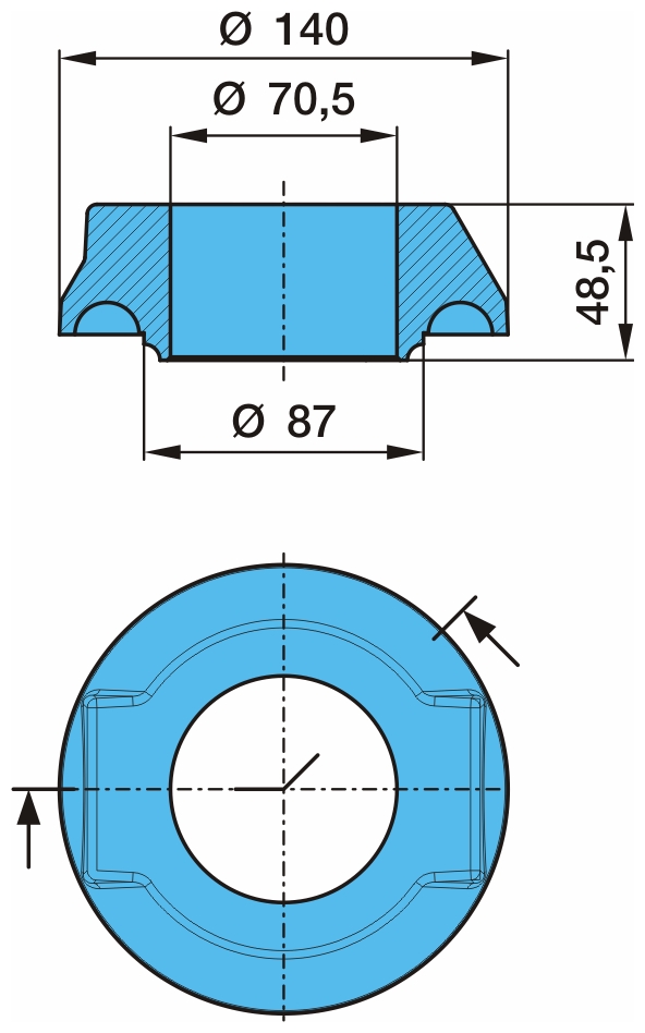 Втулка вварная кронштейна балансира Ø 70,5 / 87 / 140 x 48,5 03.113.07.15.0