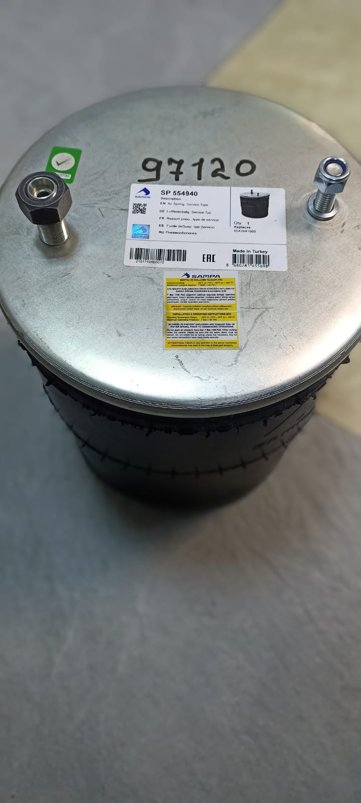 Пневморессора 940MB 1шт+1шт.!(без стакана) / Sampa 554940