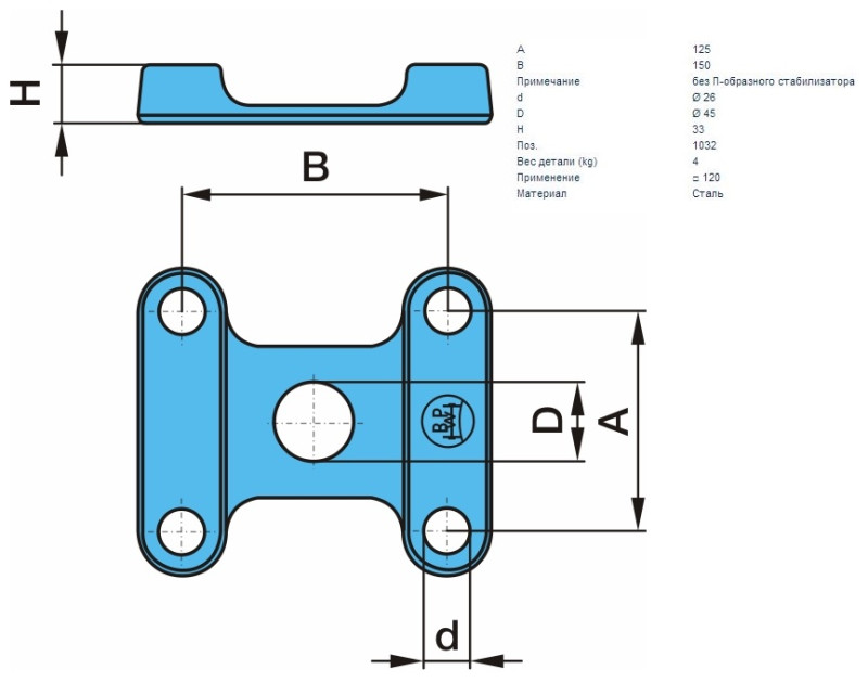 Плита надрессорная /03.145.22.01.0/ 401.056(BIGOAL)/OR830071