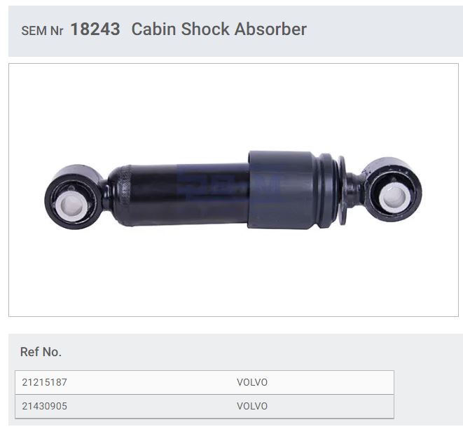 Амортизатор кабины задний горизонтальный Se-M Lastik 18243