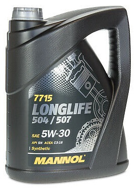 Масло моторное 5w30 син. Mannol Longlife 504/507 7715 5л (SN) АКЦИЯ по цене 4л