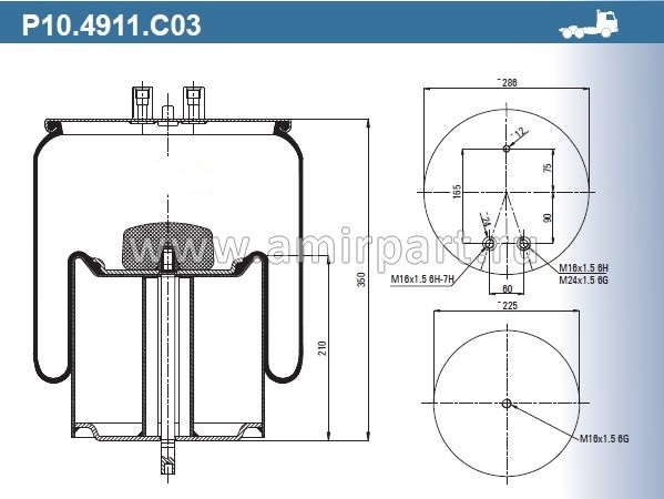 Пневморессора P10.4913.S04 (без стакана)