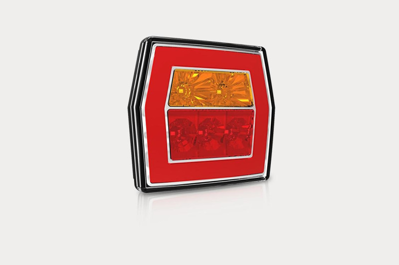 Фонарь задний п/прицеп 3 секции с красным стеклом LED (с проводом) прямоугольный FT122LED