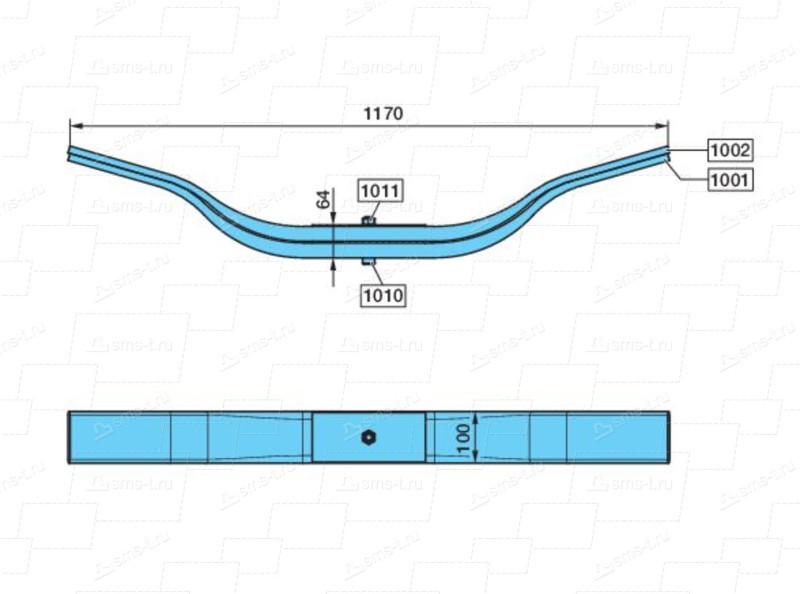 Рессора VB12t 2листа (0508204130) BPW 05.082.04.13.0 / Stellox 84-55993-SX @85559