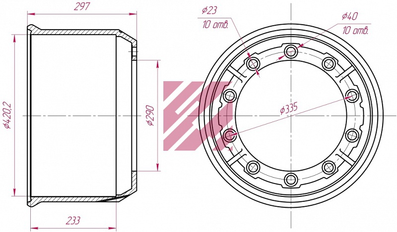 Барабан тормозной BPW (03.106.87.12.0) / MARSHALL (М1900179)