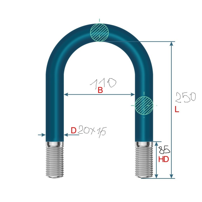 Стремянка U-образная М20х2х250 В=110 мм