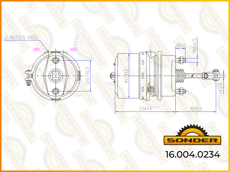 Энергоаккумулятор тип 24/24 длинный шток 85504106002 M2892424/Sonder 160040234